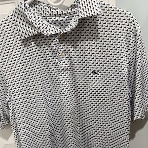 Vineyard Vines White and Navy Printed Polo Shirt